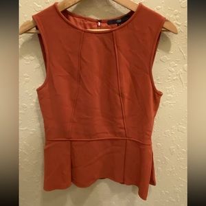 Tibi New York Women Burnt Orange Peplum Top Blouse Sleeveless Size 6 (M)